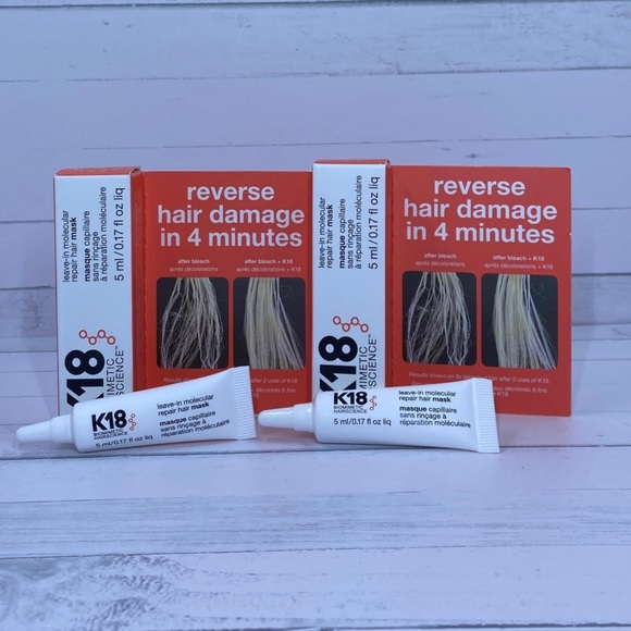 K18 Leave-In Molecular Repair Hair Mask Sample (2) (0.17 oz/5 ml each) - Picture 2 of 3